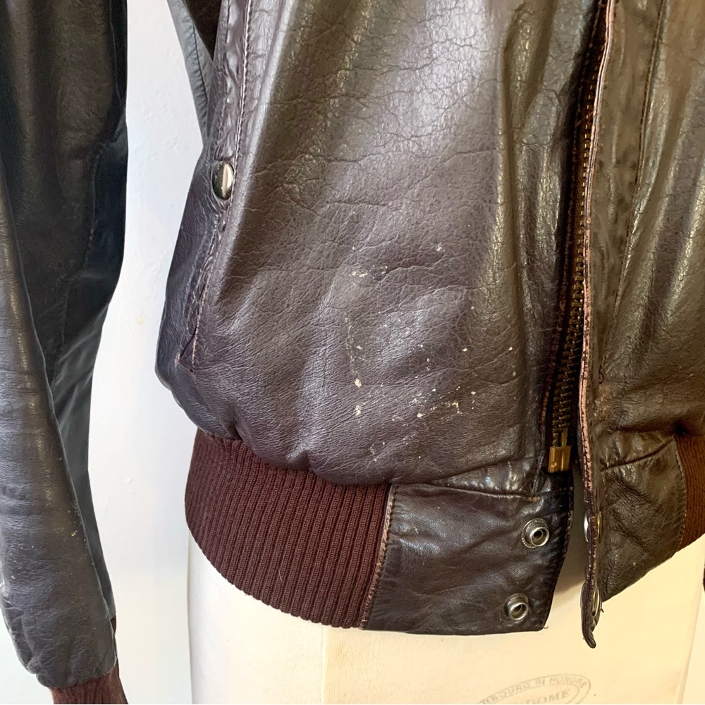 Vintage Leather Bomber cafe Racer Jacket - Picture 2 of 10